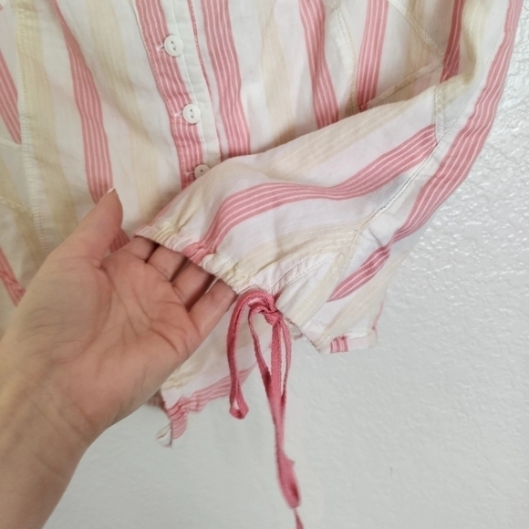 Le jean de marithe francois girbaud striped cinch blouse sz Xl - Picture 5 of 7